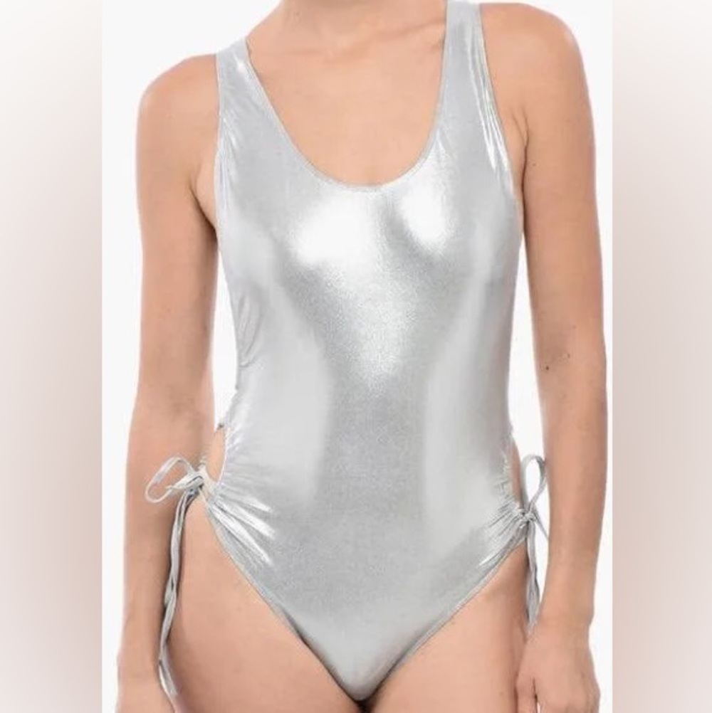 Silver One Piece Swimsuit